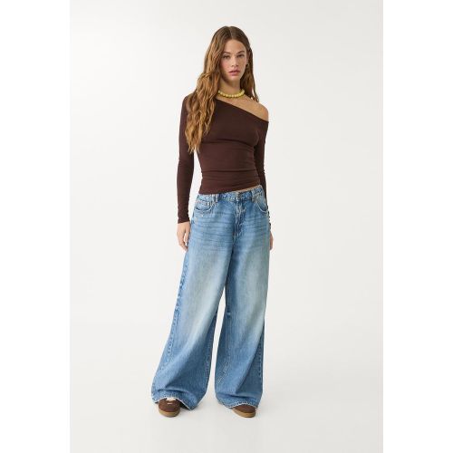 Jean D99 wide loose DENIM BLEU MOYEN DÉLAVÉ 32 - Stradivarius - Modalova