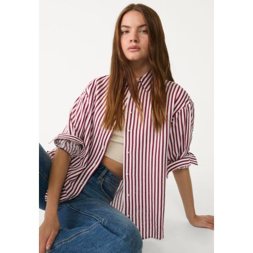Chemise en lin mélangé à rayures XS - Stradivarius - Modalova
