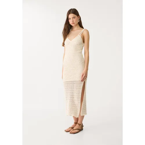 Longue robe crochet XS - Stradivarius - Modalova