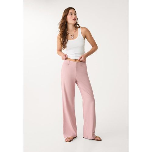 Pantalon droit fluide avec lin 32 - Stradivarius - Modalova