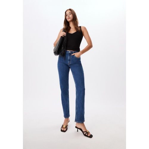 Jean 1465 mom slim DENIM DÉSENCOLLÉ DÉLAVÉ 32 - Stradivarius - Modalova