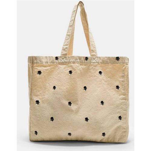 Sac tissé brodé de fleurs Écru OS - Stradivarius - Modalova