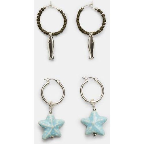 Set de 2 boucles d'oreilles étoile et poisson OS - Stradivarius - Modalova