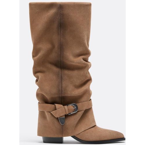 Bottines à talon en cuir 35 - Stradivarius - Modalova