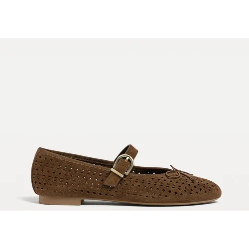 Ballerines ajourées en croûte de cuir 35 - Stradivarius - Modalova