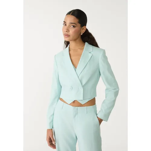 Blazer cropped nœud dos lin XS - Stradivarius - Modalova