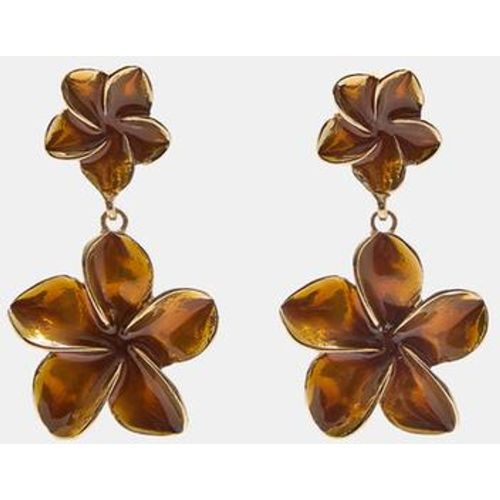 Boucle d'oreille double fleur émaillée OS - Stradivarius - Modalova