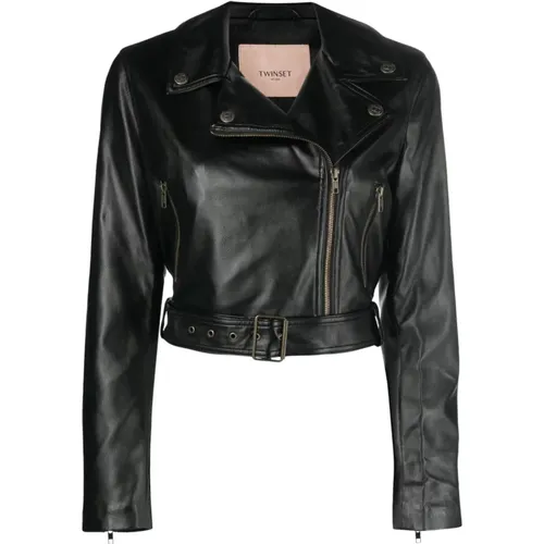 Jackets > Leather Jackets - - Twinset - Modalova