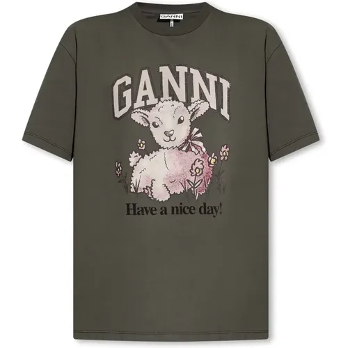 Ganni - Tops > T-Shirts - Gray - Ganni - Modalova