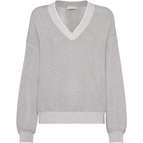 Knitwear > V-neck Knitwear - - BRUNELLO CUCINELLI - Modalova