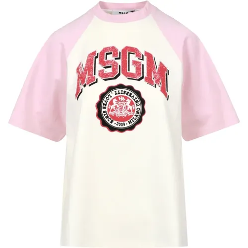 Msgm - Tops > T-Shirts - Pink - Msgm - Modalova