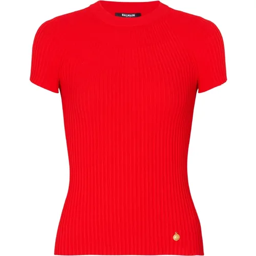 Balmain - Tops > T-Shirts - Red - Balmain - Modalova