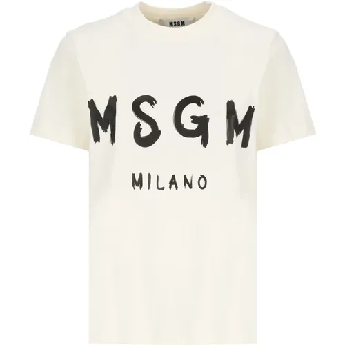 Msgm - Tops > T-Shirts - Beige - Msgm - Modalova