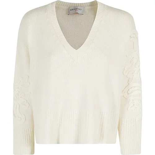 Knitwear > V-neck Knitwear - - Ermanno Scervino - Modalova