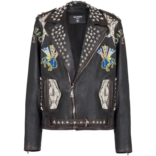 Jackets > Leather Jackets - - Balmain - Modalova