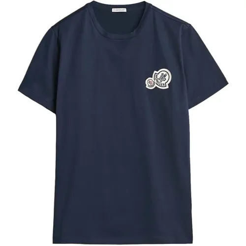 Moncler - Tops > T-Shirts - Blue - Moncler - Modalova