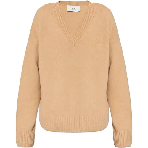 Knitwear > V-neck Knitwear - - Ami Paris - Modalova