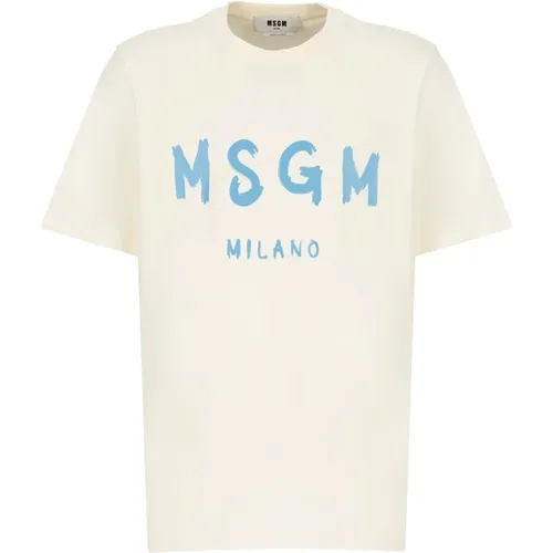 Msgm - Tops > T-Shirts - Beige - Msgm - Modalova