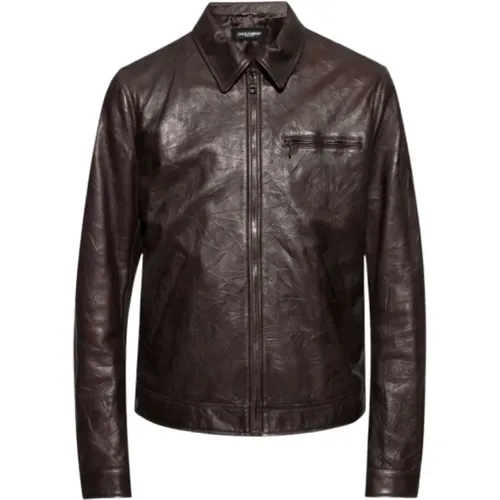 Jackets > Leather Jackets - - Dolce & Gabbana - Modalova