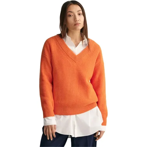 Knitwear > V-neck Knitwear - - Gant - Modalova