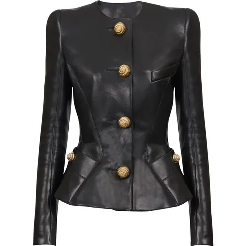 Jackets > Leather Jackets - - Balmain - Modalova