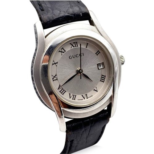 Bracelet en cuir de montre-bracelet en acier Mod 5500 L d&#39;occasion - Gucci Vintage - Modalova