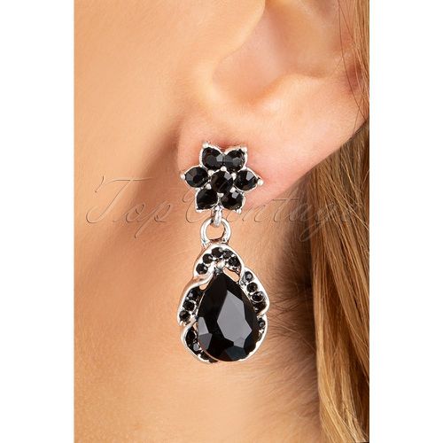 Flower Stone Drop Earrings Années 50 en et - topvintage boutique collection - Modalova