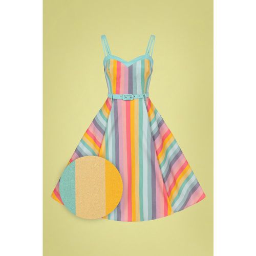 Nova Dreamy Rainbow Stripe Swing Dress Années 50 en Multi - collectif clothing - Modalova