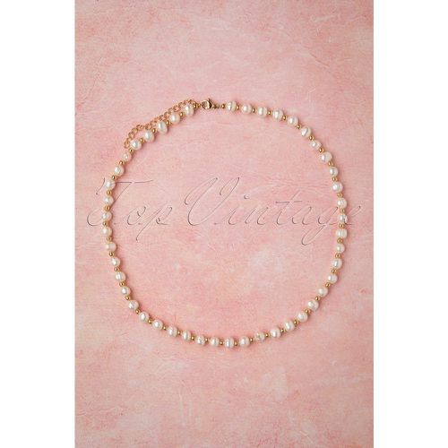Give Me Pearls Necklace Années 50 en Doré et Ivoire - topvintage boutique collection - Modalova