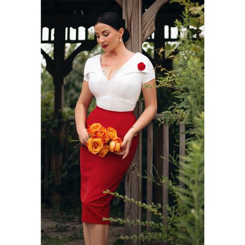 The Georgina Pencil Skirt en Rouge - Vintage Diva - Modalova