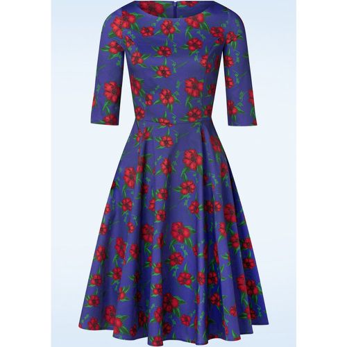 Topvintage exclusive ~ Adriana Floral Long Sleeve Swing Dress Années 50 en Foncé - topvintage boutique collection - Modalova