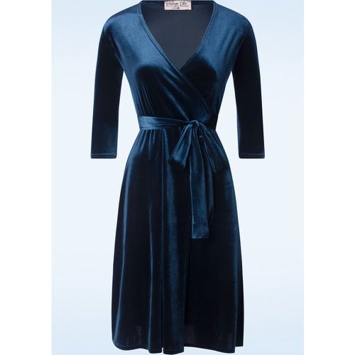 Robe portefeuille Liz Velvet en marine - vintage chic for topvintage - Modalova