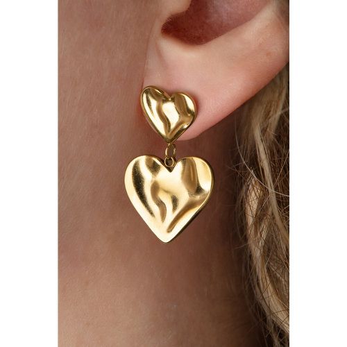 Boucles d'oreilles coeur martelé en plaqué or - Day&Eve by Go Dutch Label - Modalova