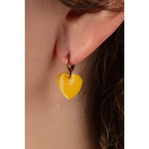 Boucles d'oreilles coeur en jaune - Urban Hippies - Modalova