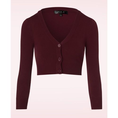 Shela Cropped Cardigan Années 50 en Bordeaux - mak sweater - Modalova