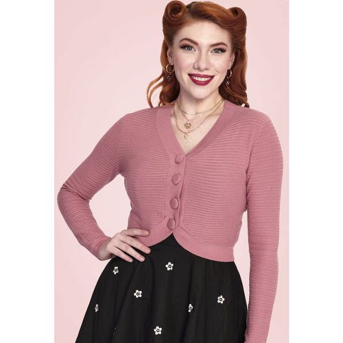 Ariane Textured Knit Crop Cardigan in Pink - Vixen - Modalova