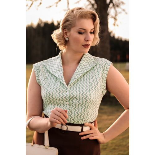 Tina Tile Blouse Années 40 en Menthe - Banned Retro - Modalova