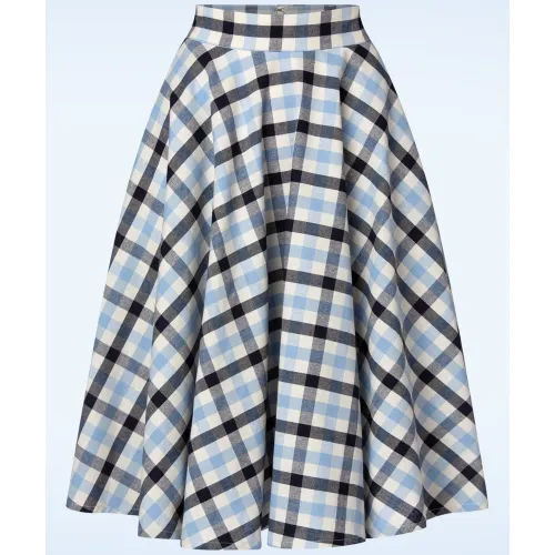 Sea Blue Check Skirt en Marine - Banned Retro - Modalova