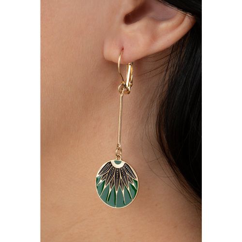 Boucles d'oreilles pendantes Art Deco Disk en émeraude - lovely - Modalova