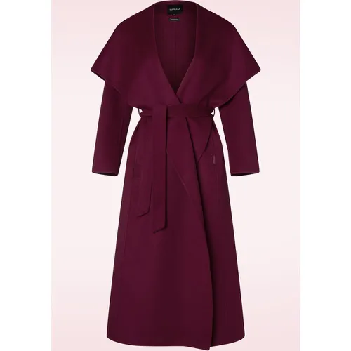 Manteau croisé long Amelia en mélange de laine bordeaux - Surkana - Modalova