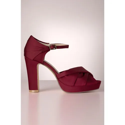 Escarpins à bout ouvert Gloria en satin bordeaux - Chelsea Crew - Modalova