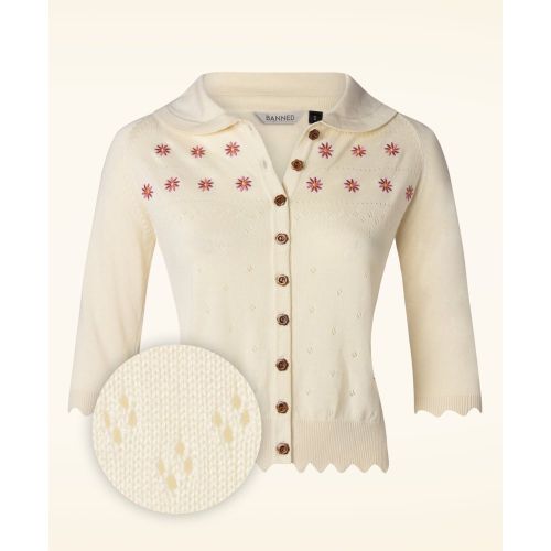 Rose Cardigan en Blanc Cassé - Banned Retro - Modalova