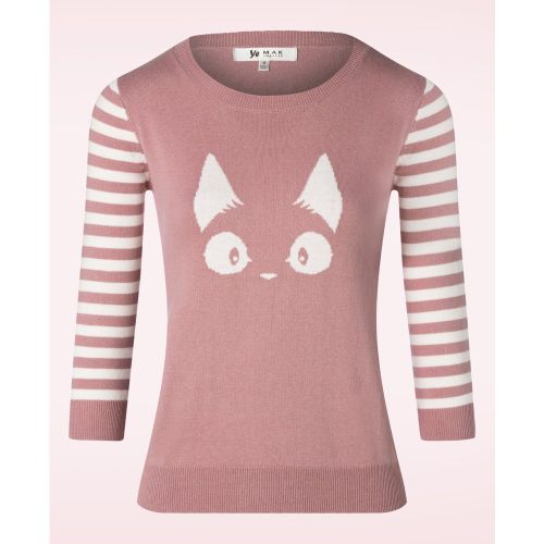 Debbie Cat Striped Sweater Années 60 en Mauve - mak sweater - Modalova