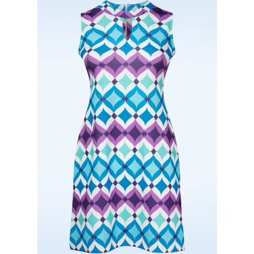 Robe trapèze rétro Sammi en violet et bleu - vintage chic for topvintage - Modalova