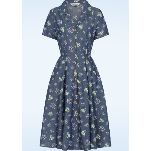 Robe évasée fleurie Bella en bleu - Banned Retro - Modalova