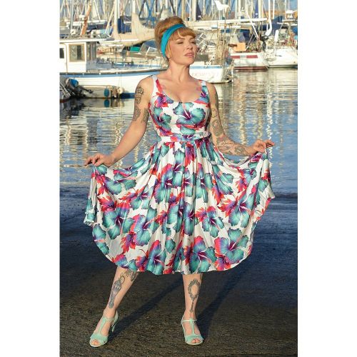 Robe évasée fleurie Flava Lee Hibiscus en et multi - miss candyfloss - Modalova