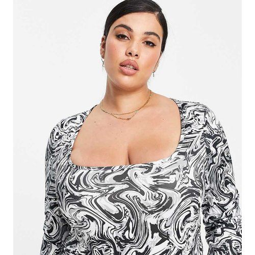 ASOS DESIGN Curve - Exclusivité - Body imprimé marbre à encolure carrée - ASOS Curve - Modalova