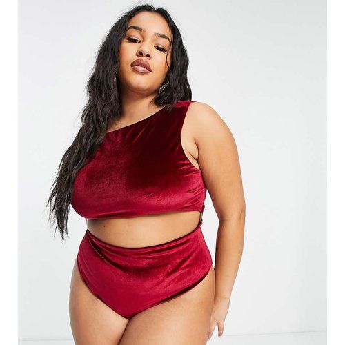 ASOS DESIGN Curve - Maillot de bain effet velours avec anneaux sur le côté - ASOS Curve - Modalova