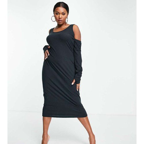 ASOS DESIGN Curve - Robe droite mi-longue côtelée avec mitaines intégrées - ASOS Curve - Modalova