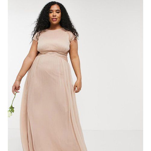 ASOS DESIGN Curve - Robe longue à mancherons pour demoiselle d'honneur avec corsage froncé - ASOS Curve - Modalova